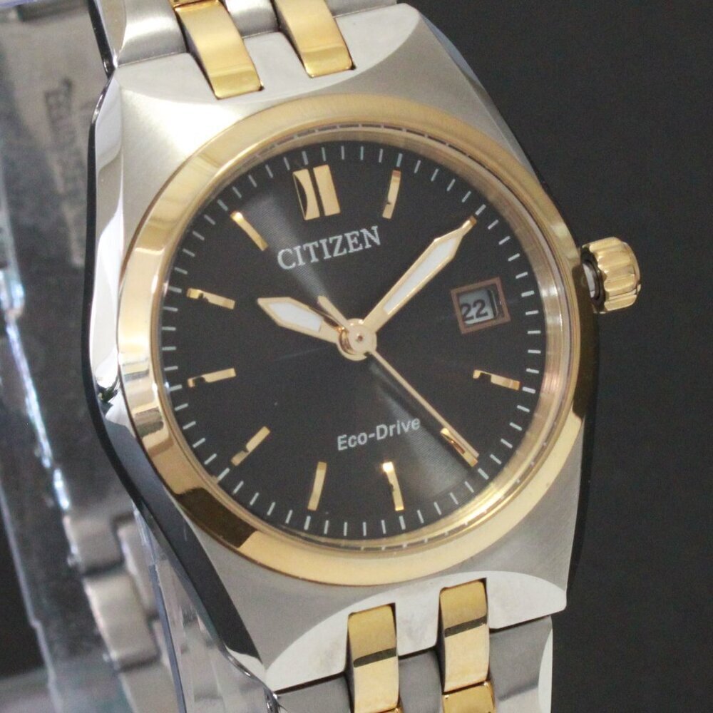 Citizen Eco Drive Ladies Corso Two Tone Black Dial 28mm - Picture 8 of 12